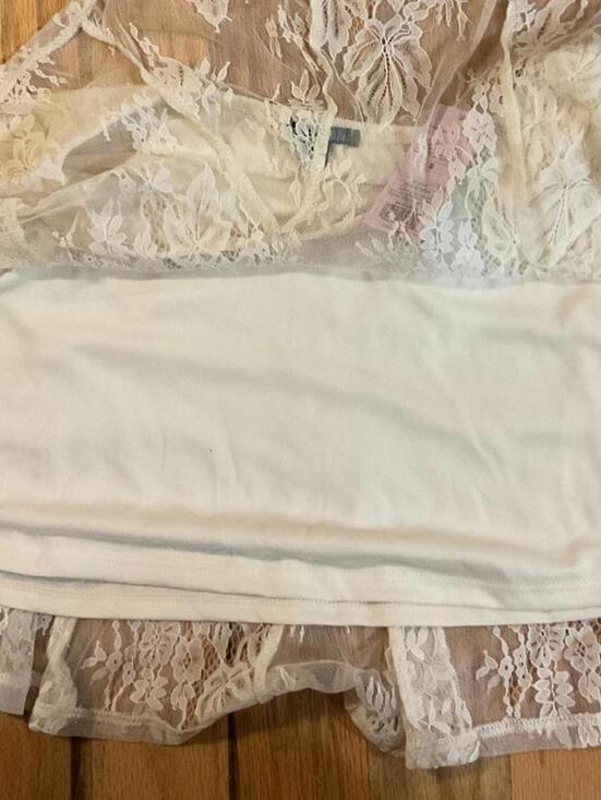 Wild Fable Creamed LIned Floral Pleated Lace Mini Skirt Size Small - Picture 4 of 4